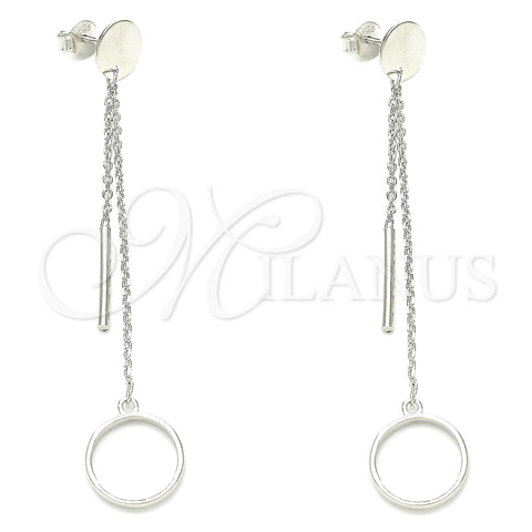 Sterling Silver Long Earring, Polished, Rhodium Finish, 02.186.0195