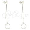 Sterling Silver Long Earring, Polished, Rhodium Finish, 02.186.0195