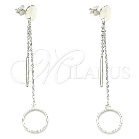Sterling Silver Long Earring, Polished, Rhodium Finish, 02.186.0195