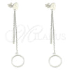 Sterling Silver Long Earring, Polished, Rhodium Finish, 02.186.0195