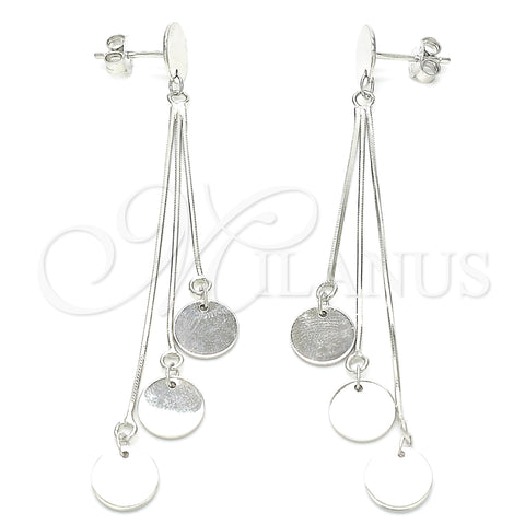 Sterling Silver Long Earring, Polished, Rhodium Finish, 02.186.0196