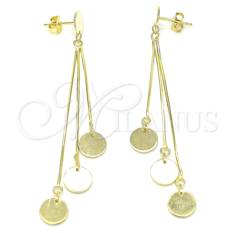 Sterling Silver Long Earring, Polished, Golden Finish, 02.186.0196.1