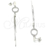 Sterling Silver Long Earring, with White Cubic Zirconia, Polished, Rhodium Finish, 02.186.0197