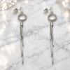 Sterling Silver Long Earring, with White Cubic Zirconia, Polished, Rhodium Finish, 02.186.0197