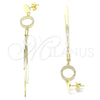 Sterling Silver Long Earring, with White Cubic Zirconia, Polished, Golden Finish, 02.186.0197.1