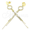 Sterling Silver Long Earring, with White Cubic Zirconia, Polished, Golden Finish, 02.186.0197.1