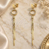 Sterling Silver Long Earring, with White Cubic Zirconia, Polished, Golden Finish, 02.186.0197.1