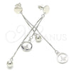 Sterling Silver Stud Earring, Ball Design, with White Micro Pave, Polished, Rhodium Finish, 02.186.0198