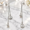 Sterling Silver Stud Earring, Ball Design, with White Micro Pave, Polished, Rhodium Finish, 02.186.0198