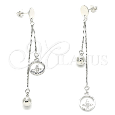 Sterling Silver Stud Earring, Ball Design, with White Micro Pave, Polished, Rhodium Finish, 02.186.0198 for wholesale, main product view