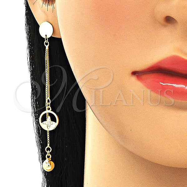 Sterling Silver Ring — Long Earring Ball Design with White Micro Pave — alternate product view — SKU 131060 | Plata 925 anillo — Long Earring Ball diseño with blanco Micro Pave — SKU 131060