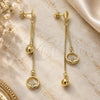 Sterling Silver Long Earring, Ball Design, with White Micro Pave, Polished, Golden Finish, 02.186.0198.1