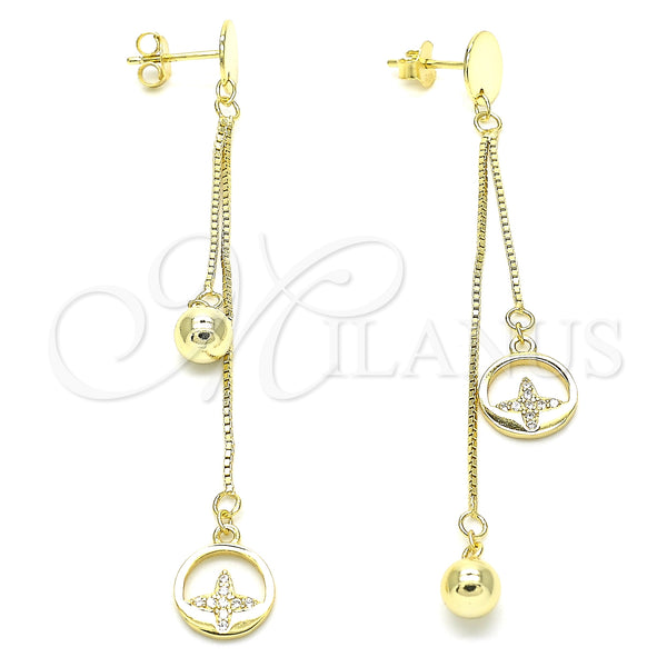 Sterling Silver Ring — Long Earring Ball Design with White Micro Pave — main product view — SKU 131060 | Plata 925 anillo — Long Earring Ball diseño with blanco Micro Pave — SKU 131060