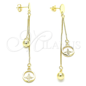 Sterling Silver Ring — Long Earring Ball Design with White Micro Pave — main product view — SKU 131060 | Plata 925 anillo — Long Earring Ball diseño with blanco Micro Pave — SKU 131060