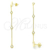 Sterling Silver Long Earring, with White Cubic Zirconia, Polished, Golden Finish, 02.186.0199.1