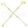 Sterling Silver Long Earring, with White Cubic Zirconia, Polished, Golden Finish, 02.186.0199.1