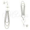 Sterling Silver Long Earring, Polished, Rhodium Finish, 02.186.0200