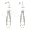 Sterling Silver Long Earring, Polished, Rhodium Finish, 02.186.0200