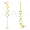 Sterling Silver Long Earring, with White Cubic Zirconia, Polished, Golden Finish, 02.186.0202.1