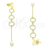 Sterling Silver Long Earring, with White Cubic Zirconia, Polished, Golden Finish, 02.186.0202.1