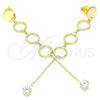 Sterling Silver Long Earring, with White Cubic Zirconia, Polished, Golden Finish, 02.186.0202.1