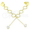 Sterling Silver Long Earring, with White Cubic Zirconia, Polished, Golden Finish, 02.186.0202.1