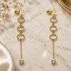 Sterling Silver Long Earring, with White Cubic Zirconia, Polished, Golden Finish, 02.186.0202.1