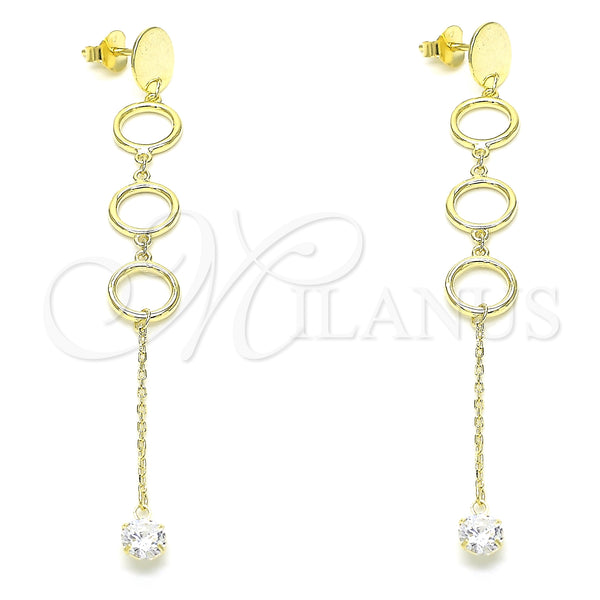 Sterling Silver Ring — Long Earring with White Cubic Zirconia Polished 02. — main product view — SKU 131068 | Plata 925 anillo — Long Earring with blanco Cubic Zirconia pulido 02. — SKU 131068