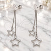 Sterling Silver Long Earring, Star Design, Polished, Rhodium Finish, 02.186.0203