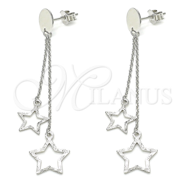 Sterling Silver Ring — Long Earring Star Design Polished 02. — main product view — SKU 131069 | Plata 925 anillo — Long Earring estrella diseño pulido 02. — SKU 131069