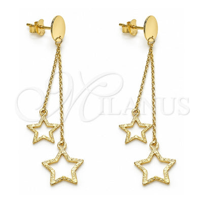 Sterling Silver Stud Earring, Star Design, Polished, Golden Finish, 02.186.0203.1
