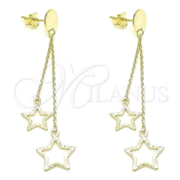 Sterling Silver Stud Earring, Star Design, Polished, Golden Finish, 02.186.0203.1