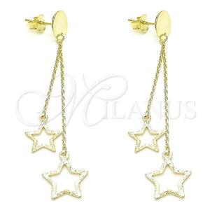Sterling Silver Stud Earring, Star Design, Polished, Golden Finish, 02.186.0203.1
