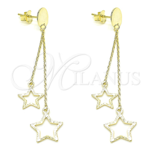 Sterling Silver Stud Earring, Star Design, Polished, Golden Finish, 02.186.0203.1