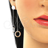 Sterling Silver Long Earring, Love Design, with White Cubic Zirconia, Polished, Rhodium Finish, 02.186.0204