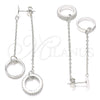 Sterling Silver Long Earring, Love Design, with White Cubic Zirconia, Polished, Rhodium Finish, 02.186.0204
