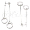 Sterling Silver Long Earring, Love Design, with White Cubic Zirconia, Polished, Rhodium Finish, 02.186.0204