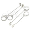 Sterling Silver Long Earring, Love Design, with White Cubic Zirconia, Polished, Rhodium Finish, 02.186.0204