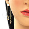 Sterling Silver Long Earring, Love Design, with White Cubic Zirconia, Polished, Golden Finish, 02.186.0204.1