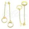 Sterling Silver Long Earring, Love Design, with White Cubic Zirconia, Polished, Golden Finish, 02.186.0204.1
