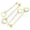 Sterling Silver Long Earring, Love Design, with White Cubic Zirconia, Polished, Golden Finish, 02.186.0204.1