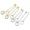 Sterling Silver Long Earring, Love Design, with White Cubic Zirconia, Polished, Golden Finish, 02.186.0204.1