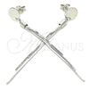Sterling Silver Long Earring, Polished, Rhodium Finish, 02.186.0205