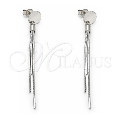Sterling Silver Long Earring, Polished, Rhodium Finish, 02.186.0205