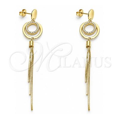 Sterling Silver Long Earring, Polished, Golden Finish, 02.186.0206.1