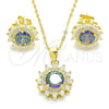 Sterling Silver Earring and Pendant Adult Set, with Vitrail Medium and White Cubic Zirconia, Polished, Golden Finish, 10.186.0034.1