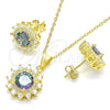 Sterling Silver Earring and Pendant Adult Set, with Vitrail Medium and White Cubic Zirconia, Polished, Golden Finish, 10.186.0034.1