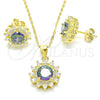 Sterling Silver Earring and Pendant Adult Set, with Vitrail Medium and White Cubic Zirconia, Polished, Golden Finish, 10.186.0034.1