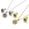 Sterling Silver Earring and Pendant Adult Set, with Vitrail Medium and White Cubic Zirconia, Polished, Golden Finish, 10.186.0034.1