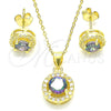Sterling Silver Earring and Pendant Adult Set, with Vitrail Medium Cubic Zirconia and White Crystal, Polished, Golden Finish, 10.186.0035.1